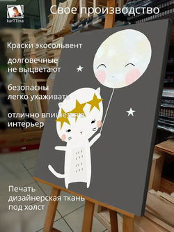 Картина "Котик на шаре", интерьерная 30х40см 1шт.