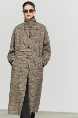 Massimo Dutti Клетчатый тренч из смесовой шерсти, белый