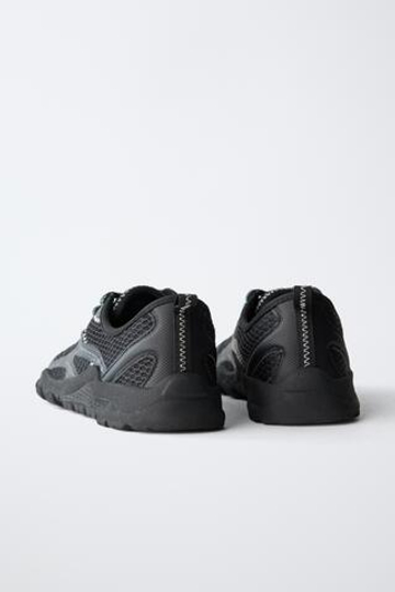 ZARA КРОССОВКИ BAREFOOT ИЗ СЕТЧАТОЙ ТКАНИ, ЧЕРНЫЙ