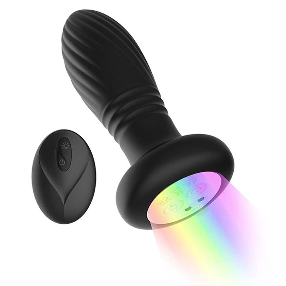 Черная анальная вибропробка 11,9см с LED-подсветкой Secwell Plug SW3023