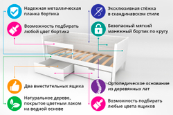 Детская кровать-тахта мягкая с бортиком и ящиками Бельмарко Svogen лаванда-белый