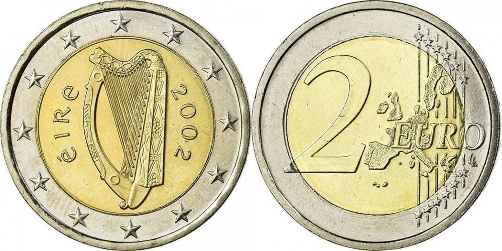 Ирландия 2 евро, 2002 Арфа XF