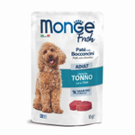Влажный корм Monge Dog Fresh для взрослых собак паштет с кусочками тунца паучи 85 г
