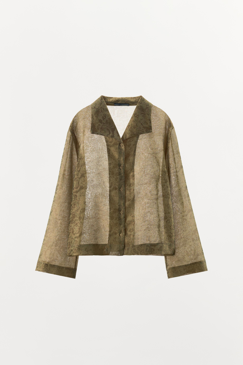 ZARA РУБАШКА JACQUARD ИЗ СМЕСОВОГО КУПРО, КОРИЧНЕВЫЙ