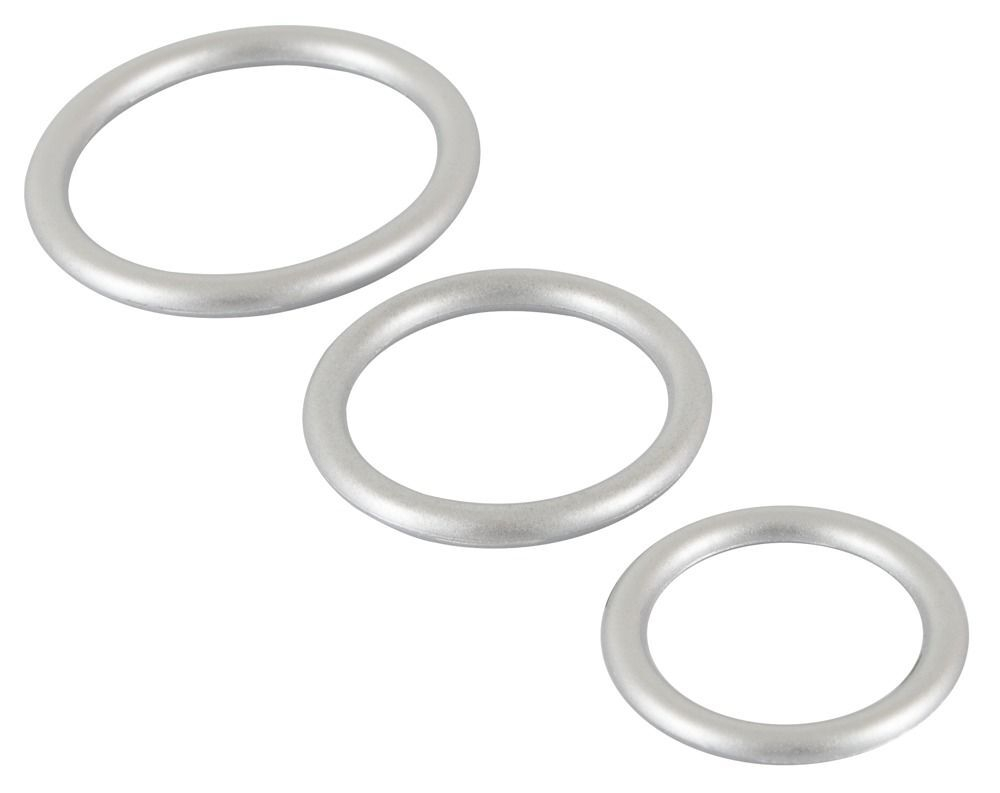 Набор из 3 эрекционных колец под металл Metallic Silicone Cock Ring Set (Цвет: серебристый)