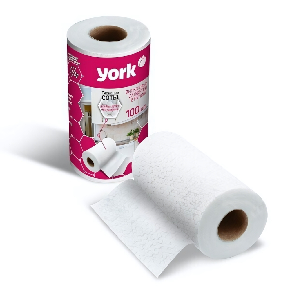Салфетки Соты универсальные в рулоне YORK 100шт. (22,5х25 см)