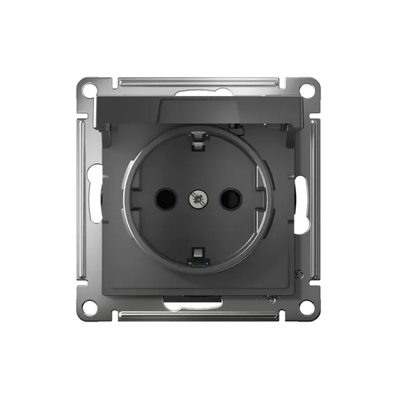 Розетка с крышкой Systeme Electric AtlasDesign Сталь, самозажимные клеммы ATN000946S