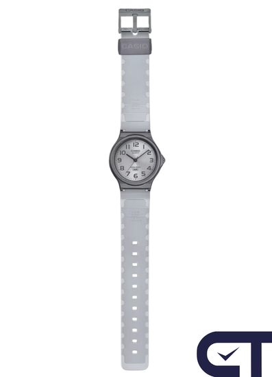 CASIO MQ-24S-8B — классические аналоговые часы в прозрачном чёрном корпусе
