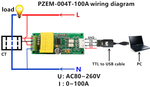 Цифровой измеритель тока, PZEM-004T, 0-100 А, 80-260 В