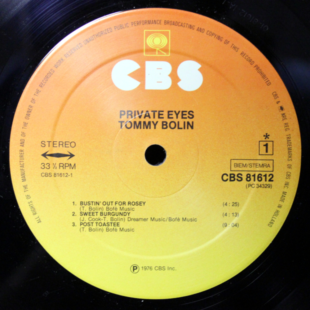 Tommy Bolin / Private Eyes (LP)