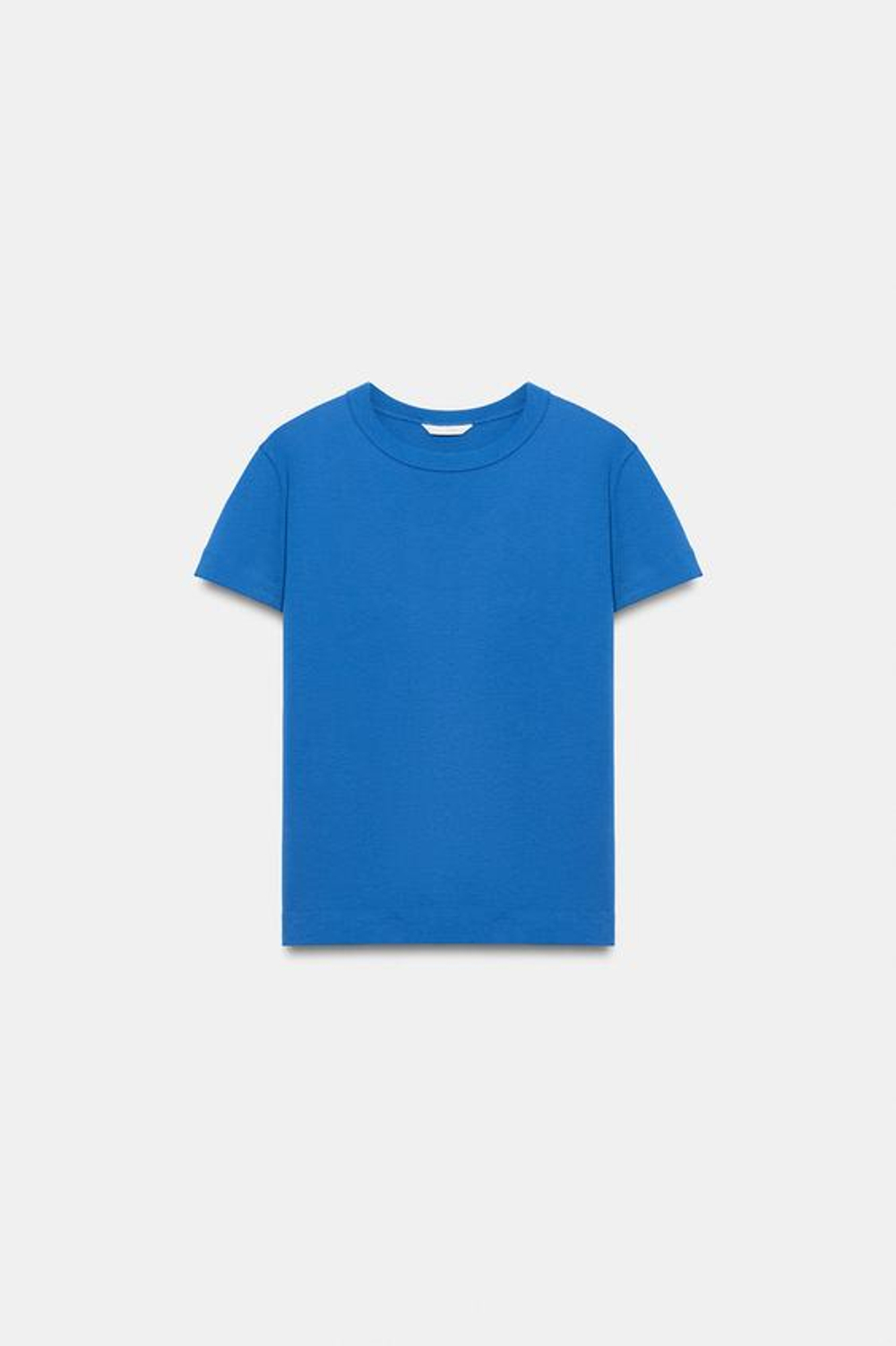 ZARA ФУТБОЛКА INTERLOCK С КОРОТКИМ РУКАВОМ, СИНИЙ ЭЛЕКТРИК