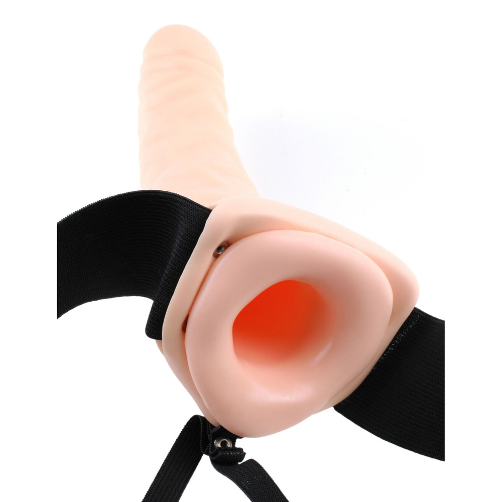 Телесный полый страпон с вибрацией 8 Vibrating Hollow Strap-On - 20,5 см. (Цвет: телесный)