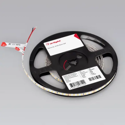 Лента UL-A140-8mm 24V Warm2400 (5 W/m, IP20, 5m) (Arlight, 7 лет)