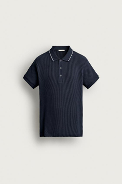 ZARA ПОЛО REGULAR FIT RETRO, МОРСКОЙ СИНИЙ