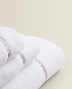 ZARA HOME ПОЛОТЕНЦЕ ДЛЯ ВАННОЙ С ВЫШИВКОЙ, БЕЖЕВЫЙ
