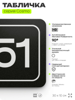 Табличка с номером помещения "Помещение №51", номер на дверь, 30 х 10 см, серия COSMO, черная, Айдентика Технолоджи