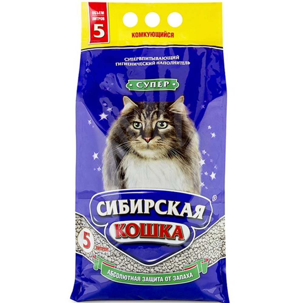 Наполнитель Сибирская Кошка Супер комкующийся для кошек 20 л