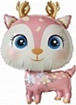 Шар (30""/76 см) Фигура, Олененок, Розовый, 1 шт. Д033