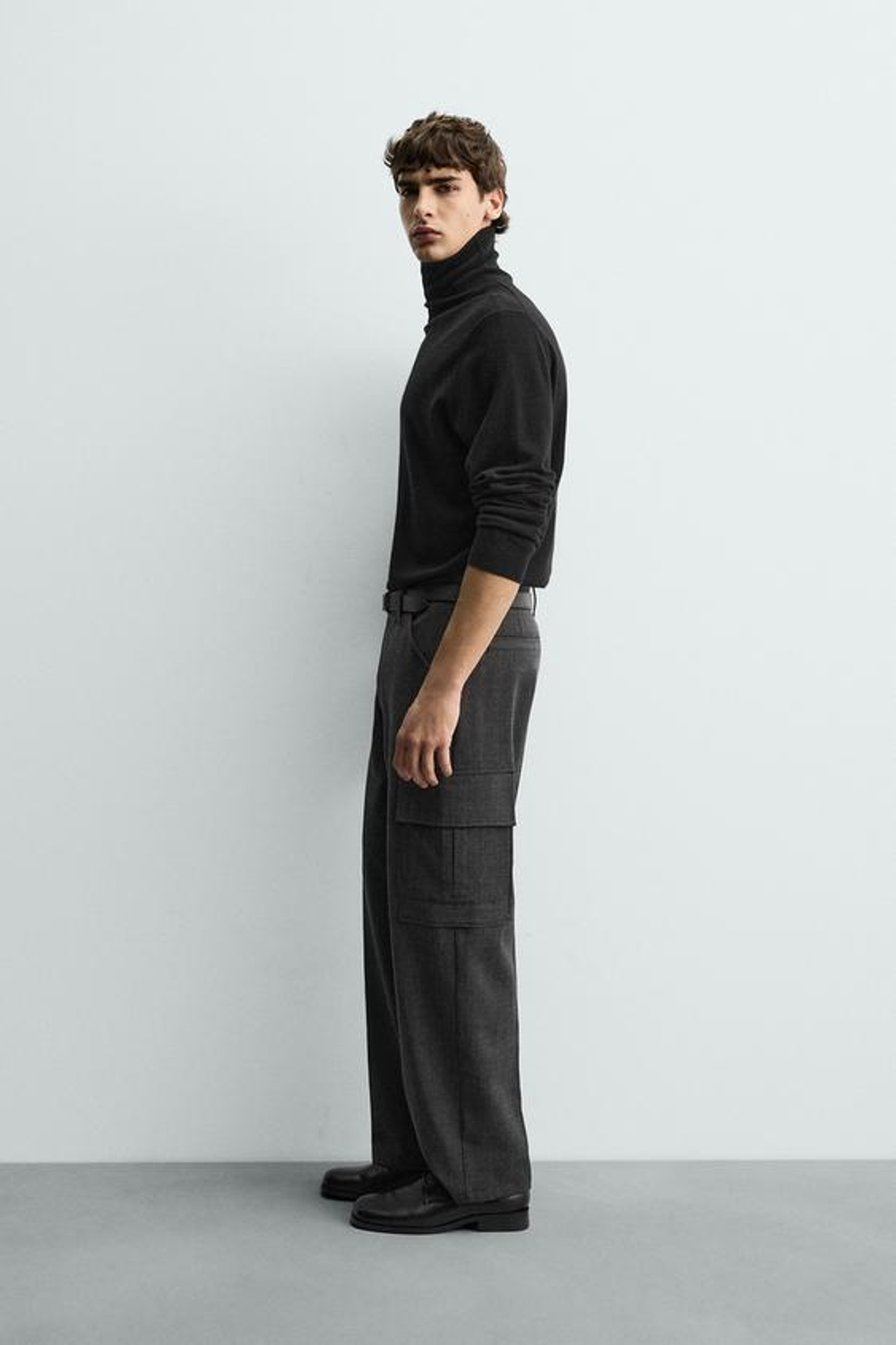 ZARA БРЮКИ КАРГО STRAIGHT FIT КОМФОРТНОЙ ПОСАДКИ, СЕРЫЙ