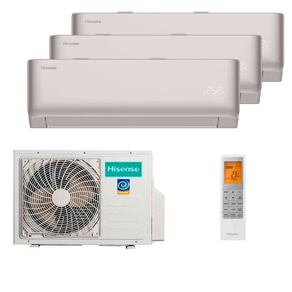 Мульти сплит-система Hisense на 3 комнаты (25+25+25 кв.м.) VIBE PRO CHAMPAGNE