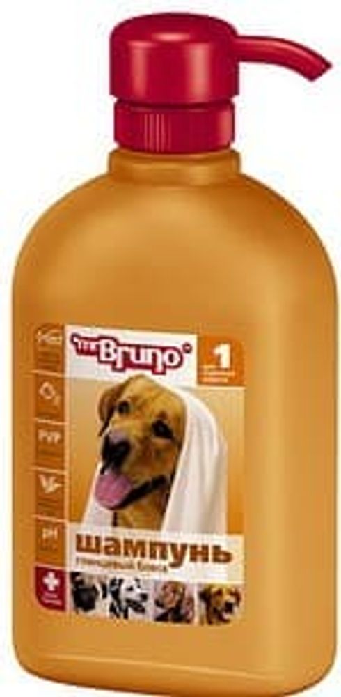 Mr. BRUNO 350 мл шампунь-кондиционер №1 для короткошерстных собак Глянцевый блеск Mr. BRUNO 350 мл шампунь-кондиционер №1 для короткошерстных собак Глянцевый блеск