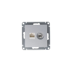 ATLASDESIGN РОЗЕТКА двойная ТВ + компьютерная RJ45 кат. 5e, механизм, АЛЮМИНИЙ