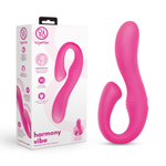 Розовый вибромассажер с клиторальным отростком Harmony Vibe - 16,8 см.