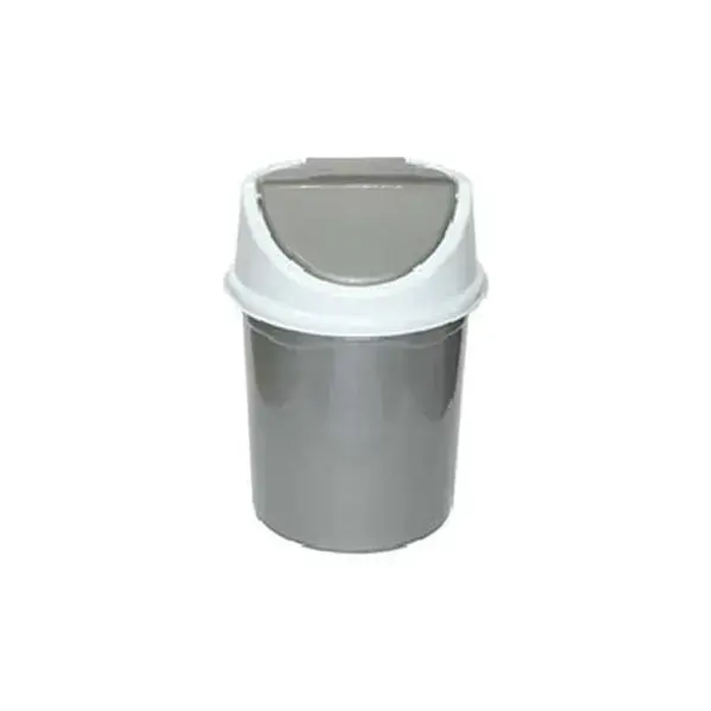 Ведро для мусора с подвижной крышкой 8л (серо-белый)