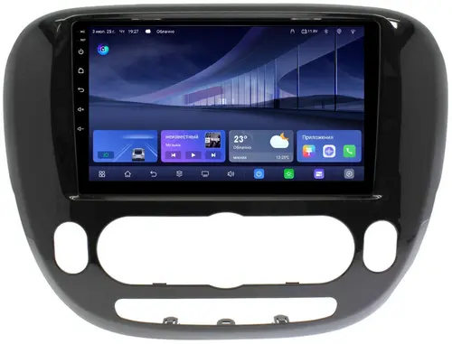 Магнитола для KIA Soul 2 2014-2019 (кондиционер, рамка глянцевая) - Kuberg QLed, Android 14, TS105, Быстрейшая, CarPlay, SIM-слот