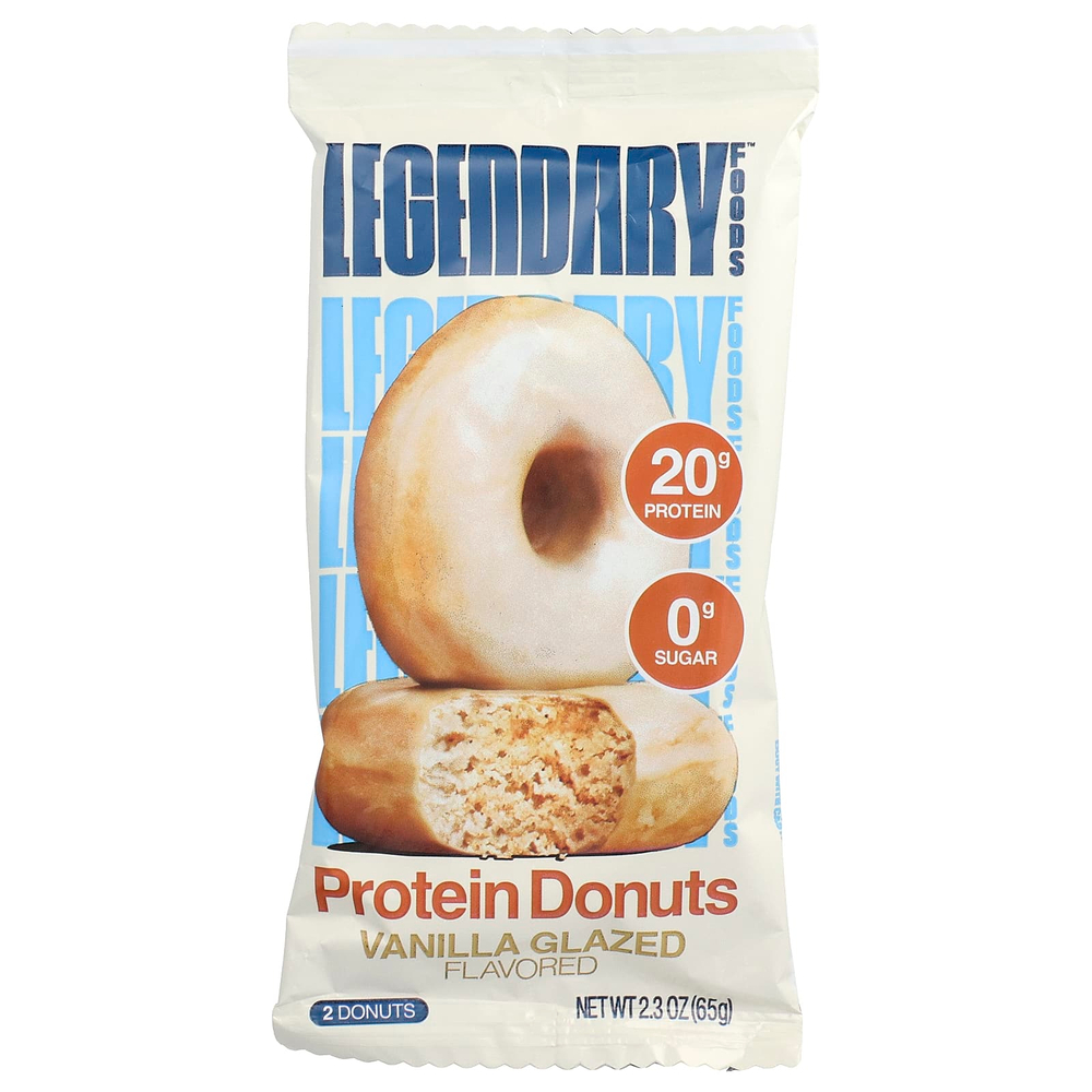 Legendary Foods, протеиновые пончики, в ванильной глазури, 12 упаковок по 65 г (2,3 унции)