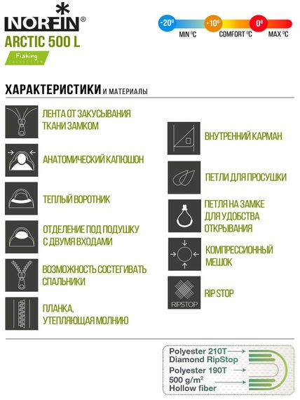 Мешок-кокон спальный Norfin ARCTIC 500 L
