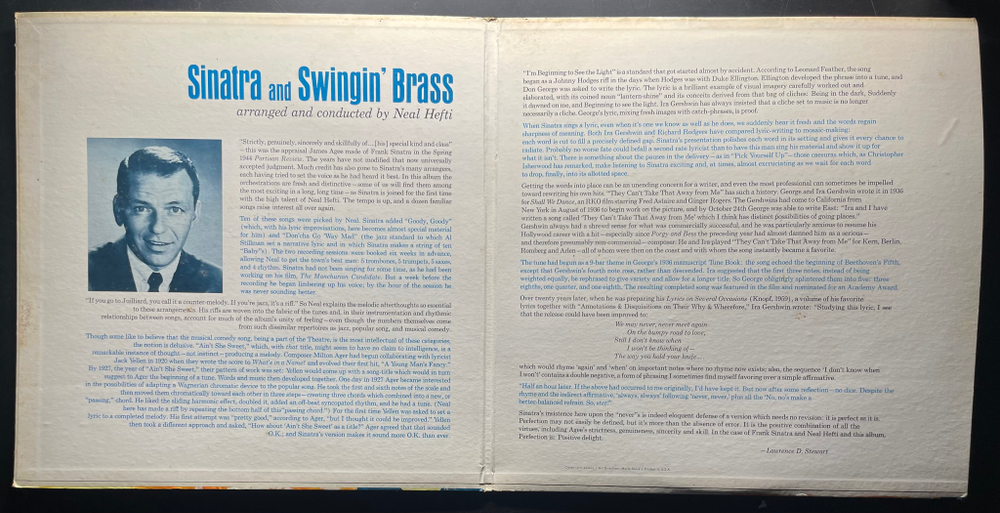 Frank Sinatra ‎– Sinatra And Swingin' Brass (США 1974г.)