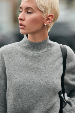 ZARA СВИТЕР СО СКЛАДКАМИ, СЕРЫЙ