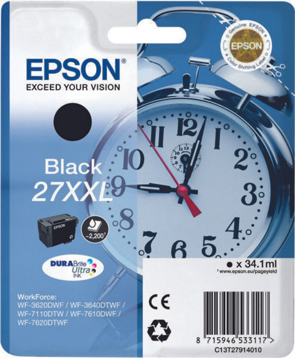 Epson Alarm clock 27XXL DURABrite Ultra Подлинный Черный 1 шт C13T27914010