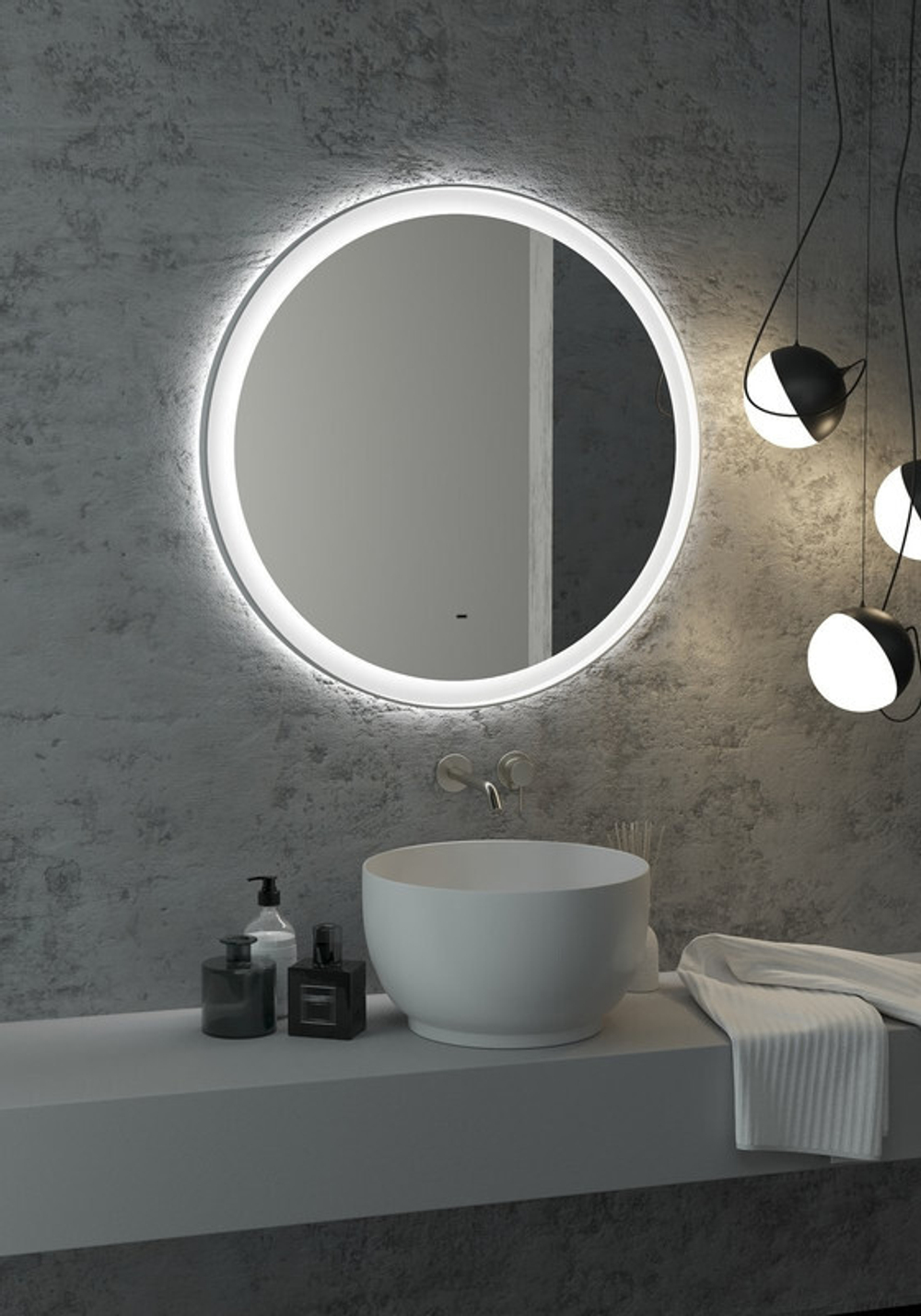 Зеркало "Planet white Led" D 800 с бесконтактным сенсором
