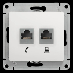 GLOSSA РОЗЕТКА двойная RJ11+RJ45 кат.5e, механизм, БЕЛЫЙ