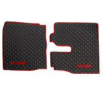 Ковры Sitrak MAX (экокожа, черный, красный кант, красная вышивка)