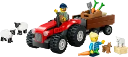 Конструктор LEGO City 60461 Красный сельскохозяйственный трактор с прицепом и овцами