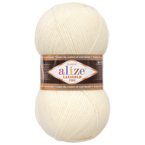 Пряжа Alize (Ализе) Lana Gold Fine / уп.5 мот. по 100 г, 390м, 062 молочный A