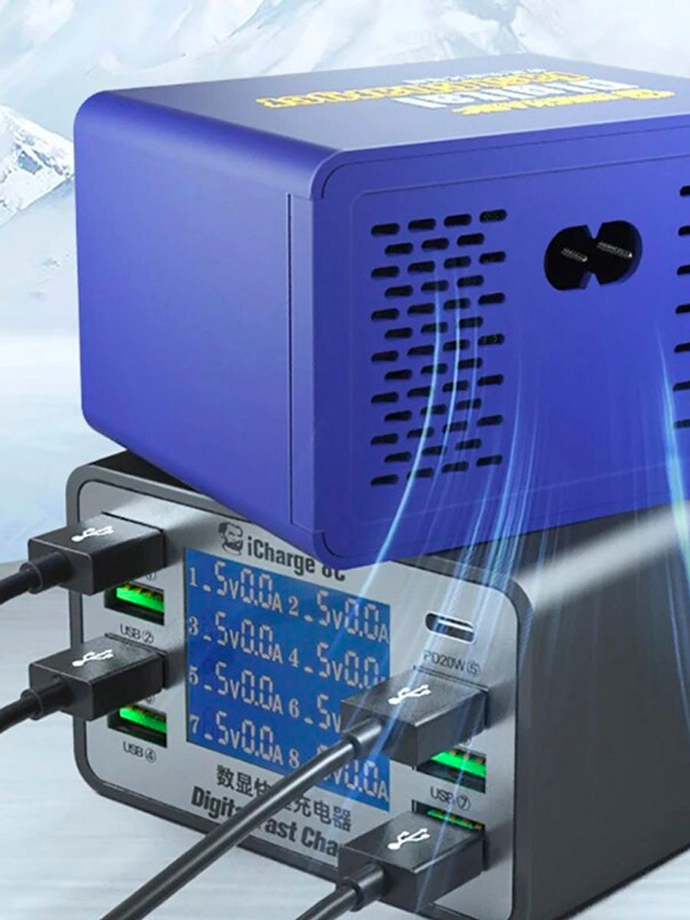 Зарядная станция Mechanic iCharge 8C (USB 2.0 * 6 / USB QC3.0 * 1 / PD * 1)