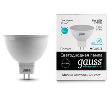 Лампа Gauss LED Elementary MR16 GU5.3 9W 4100K 13529