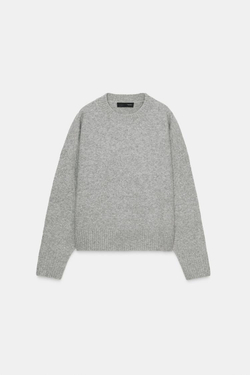 ZARA ОДНОТОННЫЙ СВИТЕР ИЗ МЯГКОГО ТРИКОТАЖА, СЕРЫЙ МЕЛАНЖ