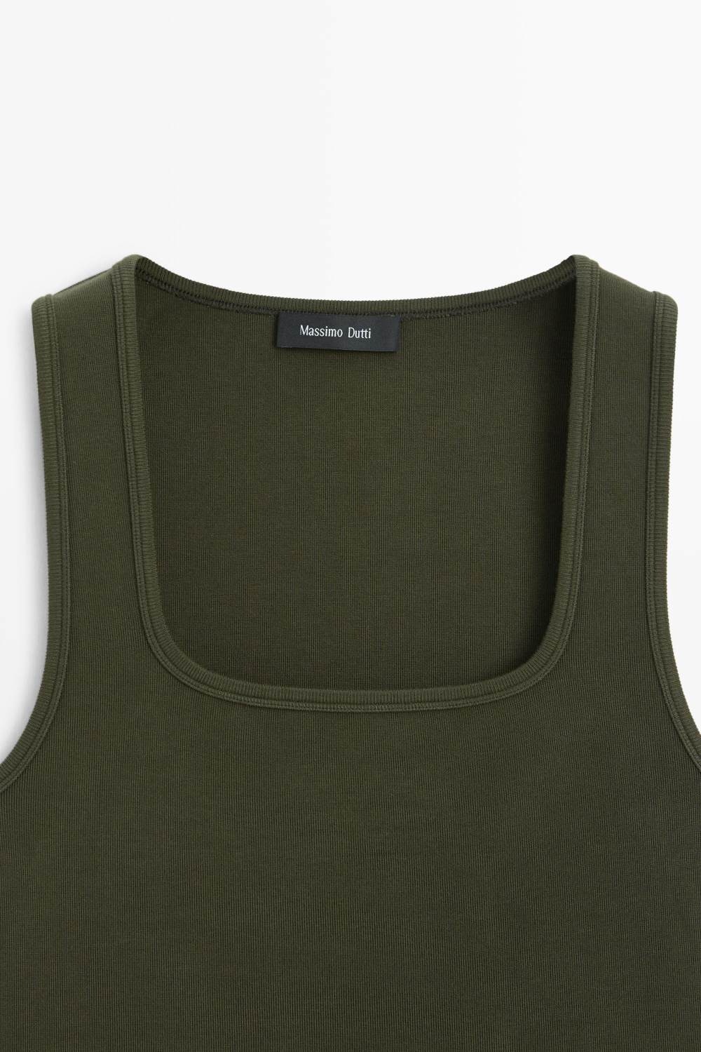 Massimo Dutti ТТоп с квадратным вырезом, темный хаки
