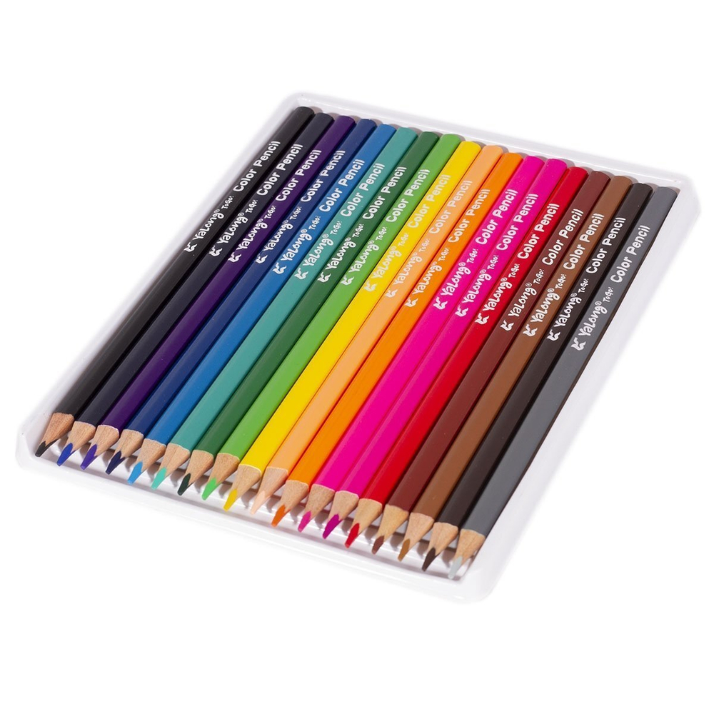 Карандаши цветные Yalong 18 цв., "Colour Pencil" деревянные, трехгранные, заточенные, грифель 3.0 мм, картон. уп., европод.