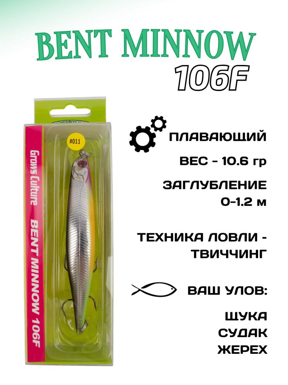 Воблер минноу Bent Minnow 106F 10.6 г цвет #011