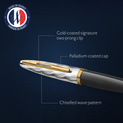 Шариковая ручка Waterman Reflections of Paris Carene DeLuxe Black GT Mblue в подарочной коробке