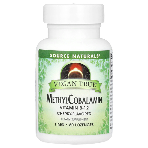 Source Naturals, Vegan True, метилкобаламин, с вишневым вкусом, 1 мг, 60 пастилок