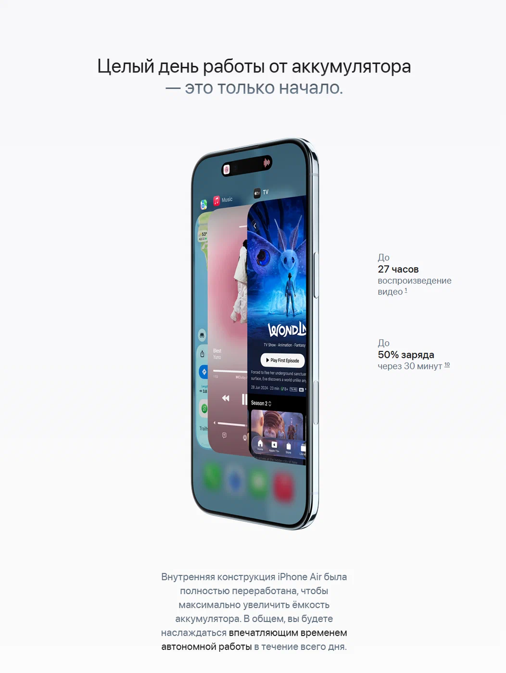 Смартфон Apple iPhone Air 1 ТБ, 2 eSIM, 5G, Space Black (космический черный)