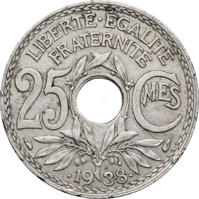 25 сантимов 1938 Франция