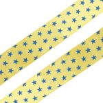 Лента атласная с рисунком 25.0 мм / 3 метра, Звездочки (желтый), Globus